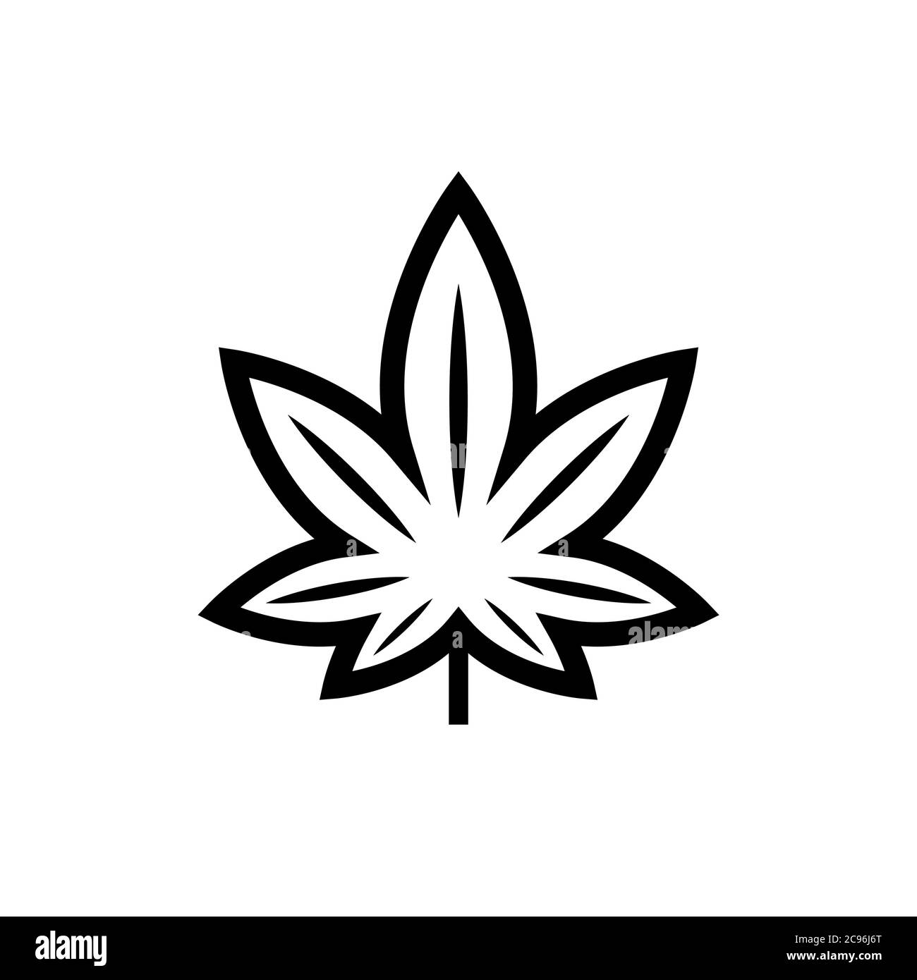 Contorni delle foglie di cannabis, foglie di marijuana in stile cartone animato, contorni vettoriali Illustrazione Vettoriale