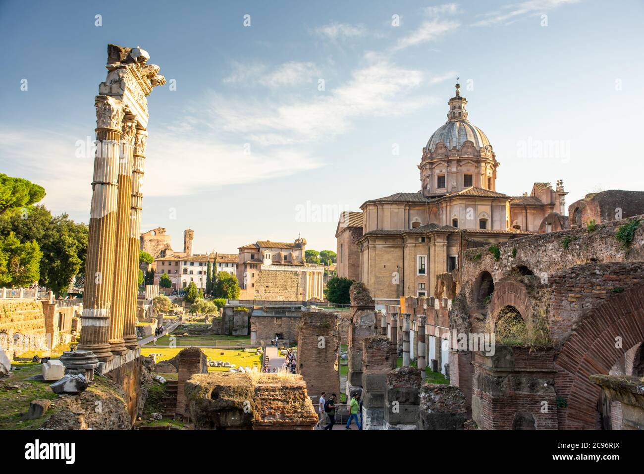 Vista del Forum Romanum dal Campidoglio in Italia, Roma. Viaggi nel mondo Foto Stock
