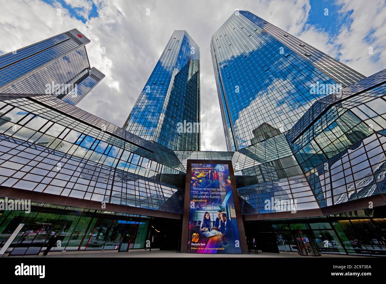 Edifici alti a specchio, sede centrale del Gruppo Deutsche Bank, Germania, Assia, Francoforte sul meno Foto Stock