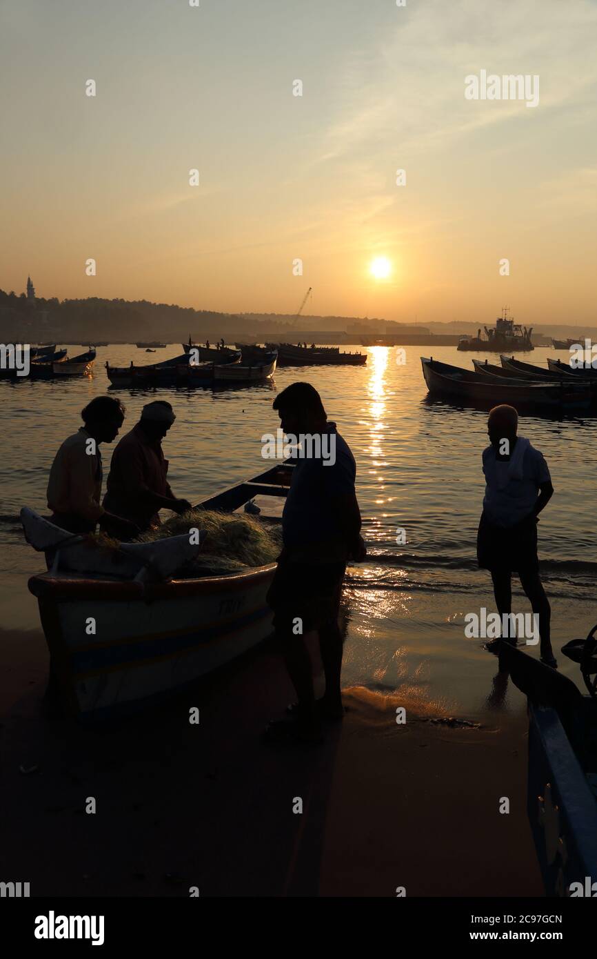 vizhinjam, pesca, porto, thiruvananthapuram, kerala, India Foto Stock