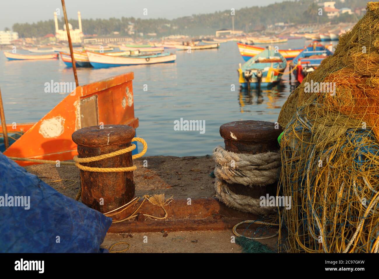 vizhinjam, pesca, porto, thiruvananthapuram, kerala, India Foto Stock