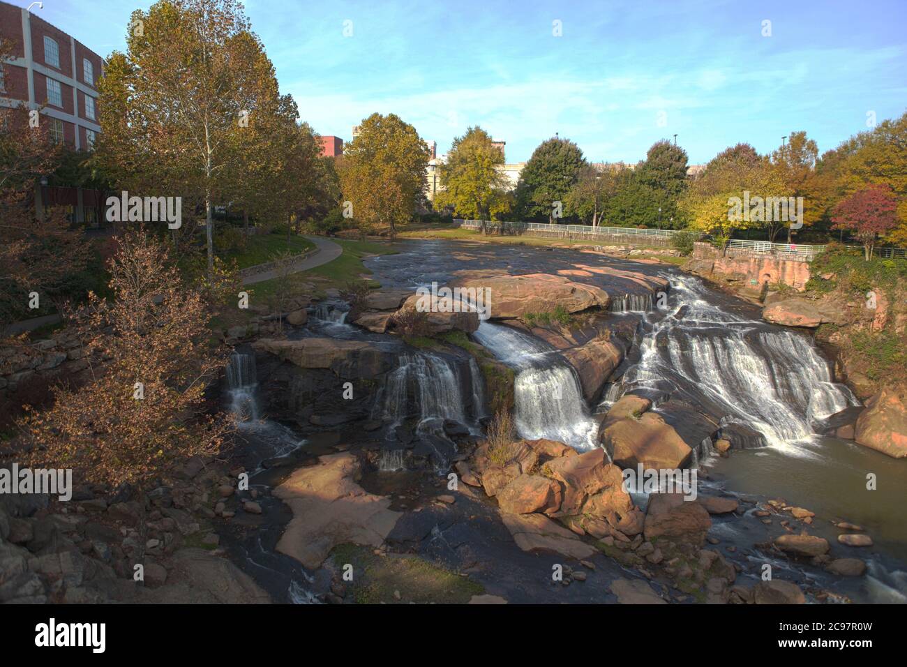 Bellissimo scatto di Falls Park on the Reedy, Greenville, South Carolina, USA Foto Stock