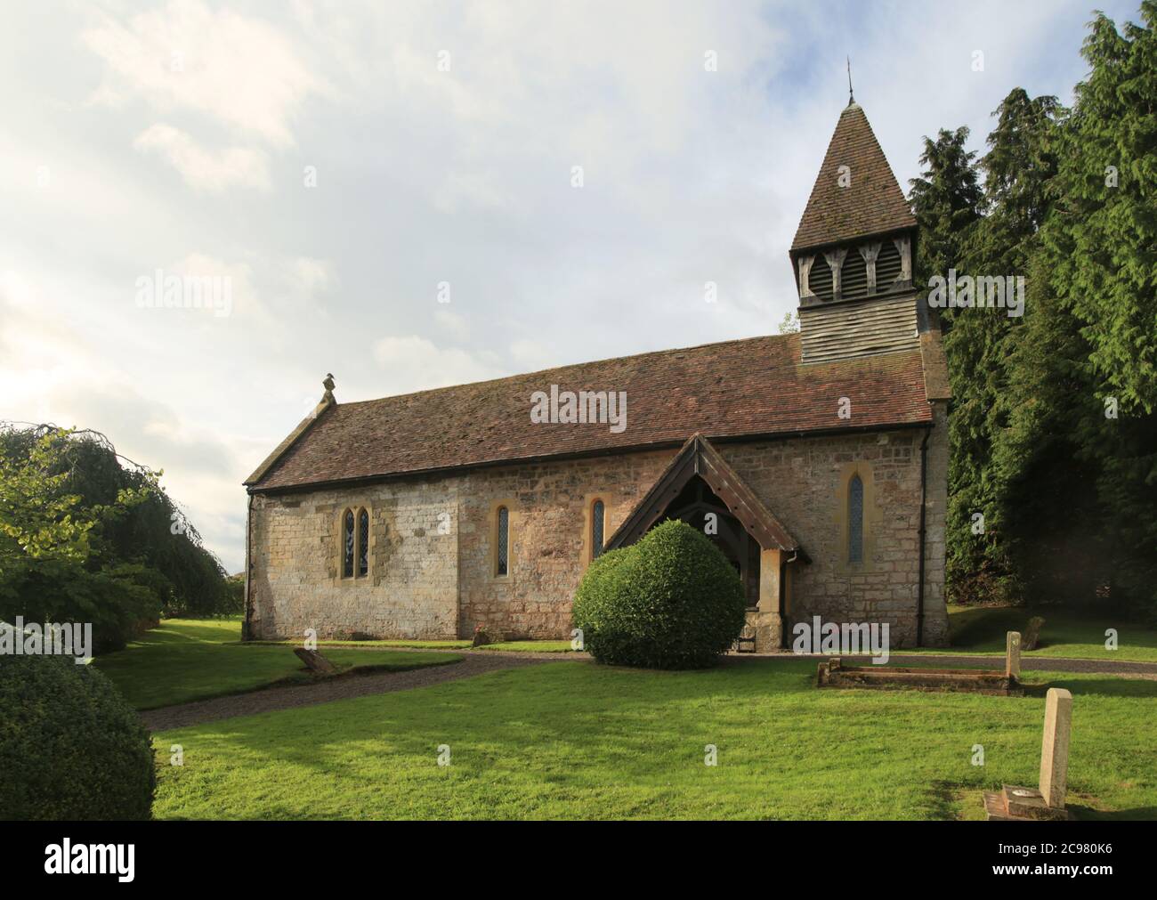 La chiesa di Saint Andrew, Shelsley Walsh, Worcestershire, Inghilterra, Regno Unito. Foto Stock