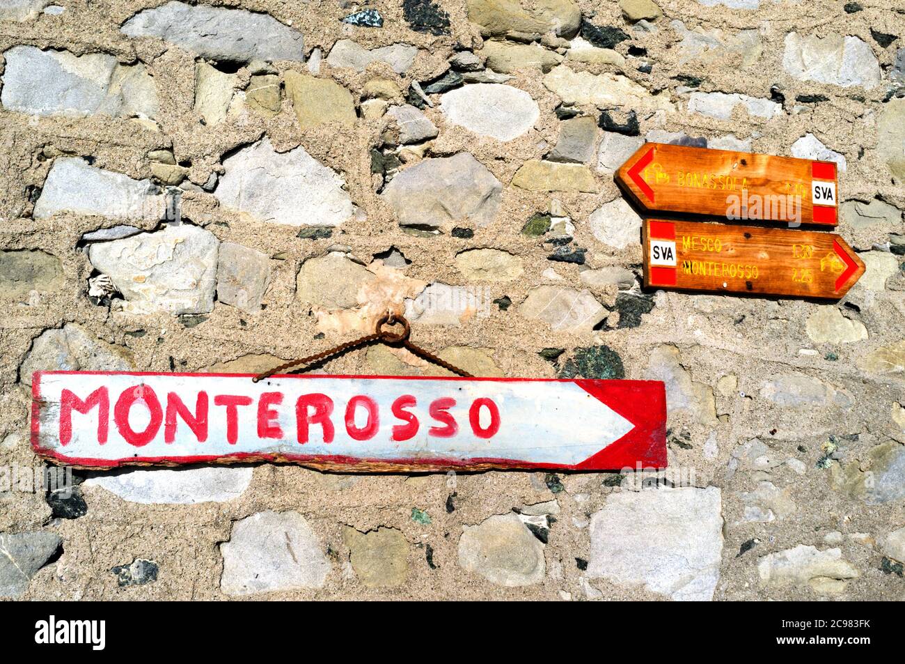 Inizio del sentiero a Levanto in direzione Monterosso, Parco Nazionale delle cinque Terre in Italia Foto Stock