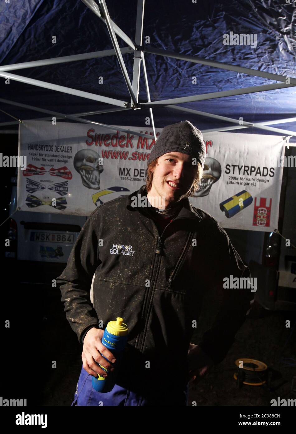 Åsbro, Svezia 2011 una delle competizioni enduro più impegnative del mondo, Novemberkåsan a Åsbro, appena a sud di Örebro. Nella foto: Linus Fasth, LMS. Novemberkåsan è uno degli eventi motociclistici più antichi e più grandi della Svezia. Si tiene dal 1915. Foto Gippe Gustafsson Foto Stock