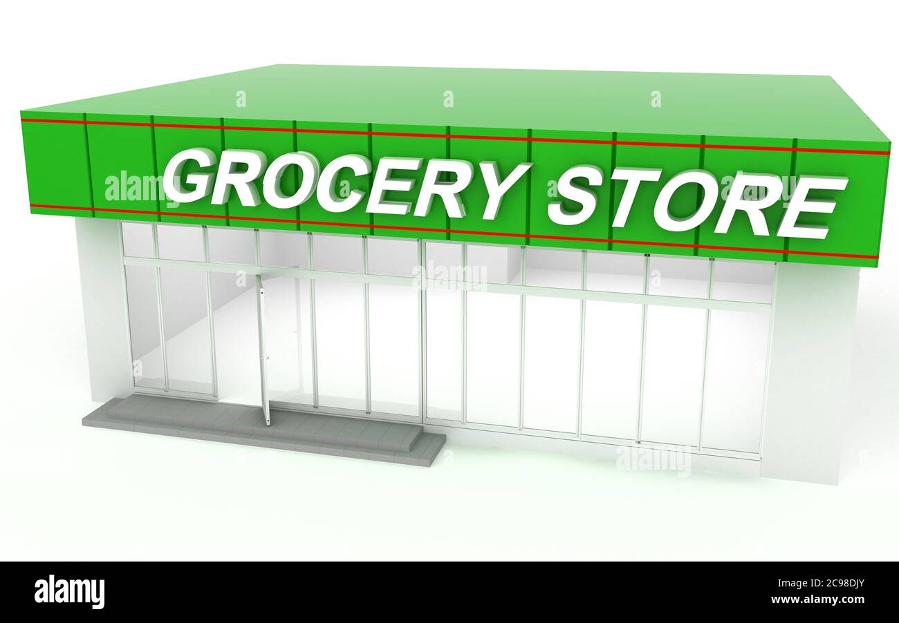 Illustrazione 3D di un supermercato Foto Stock