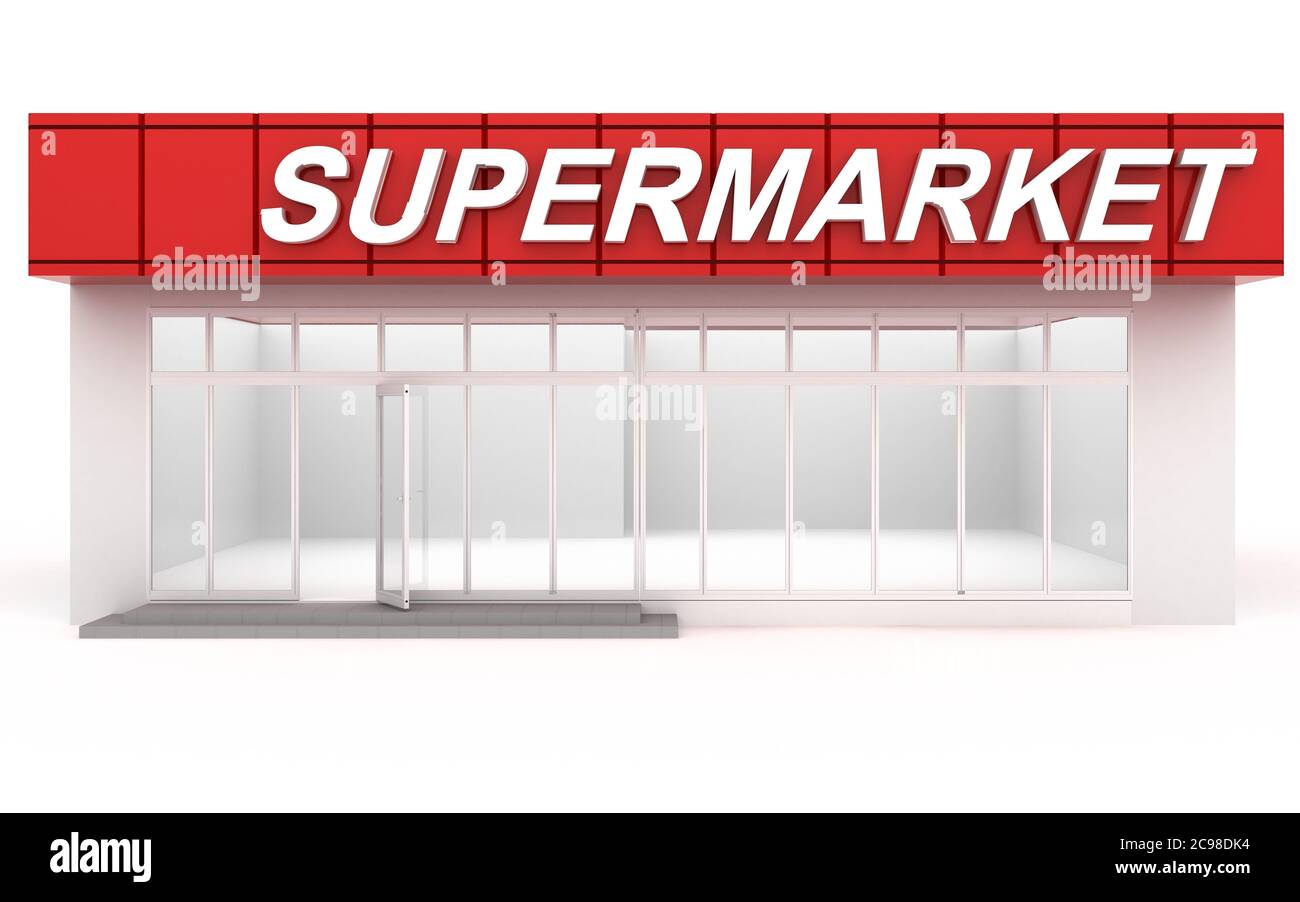 Illustrazione 3D di un supermercato Foto Stock