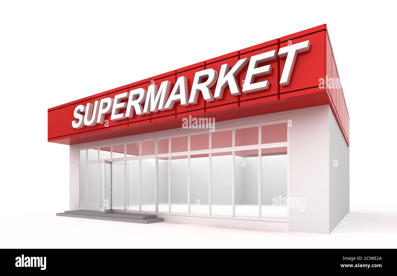 Illustrazione 3D di un supermercato Foto Stock