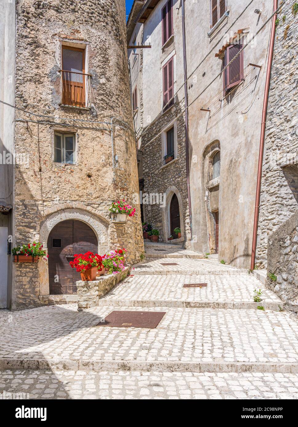 Orvinio, bellissimo borgo in provincia di Rieti, Lazio, Italia. Foto Stock