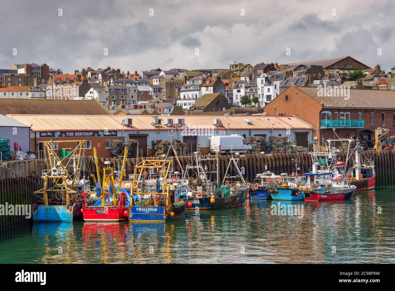 Barche da pesca a scarborough East yorkshire Foto Stock