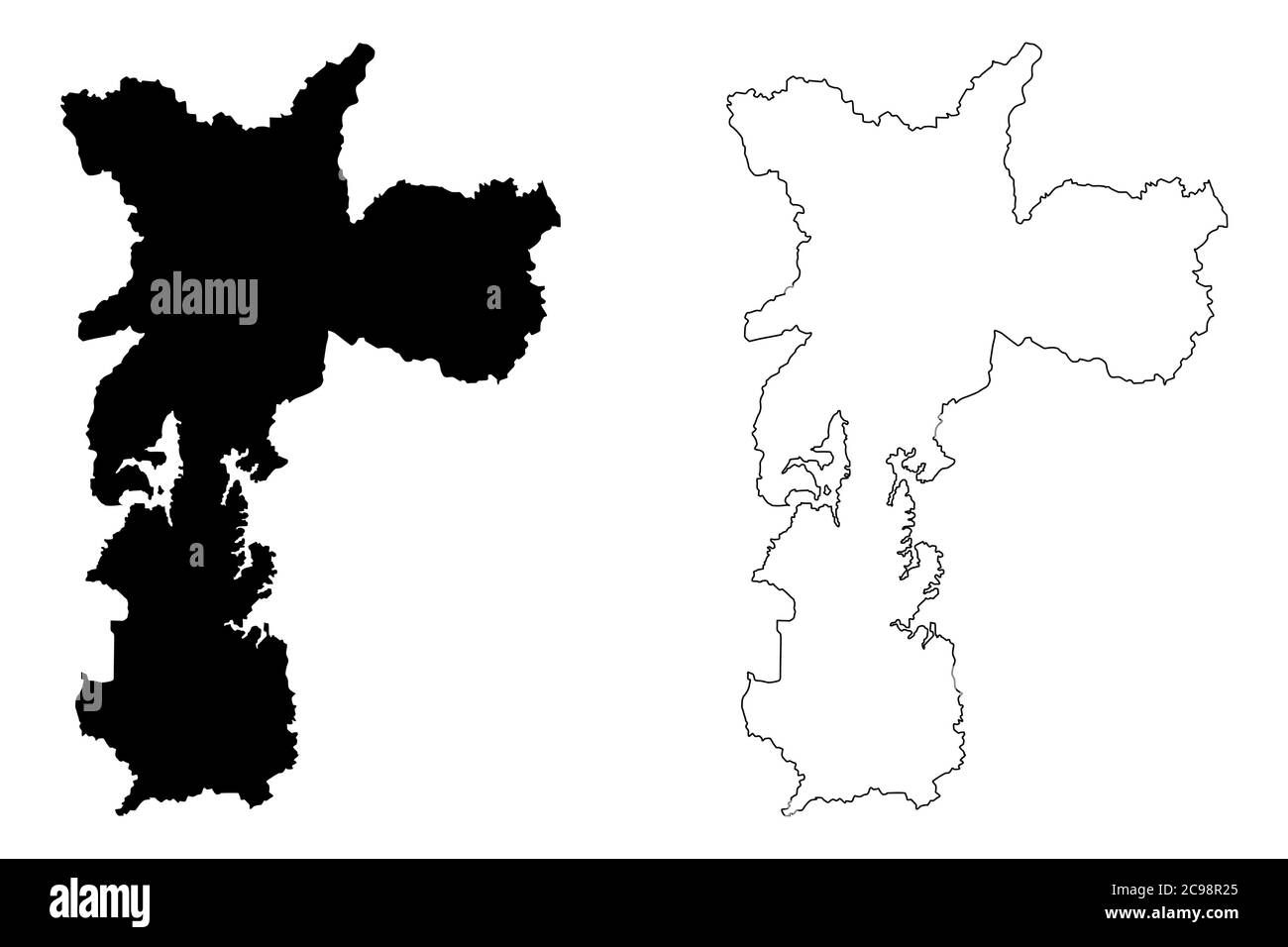 Città di San Paolo (Repubblica Federativa del Brasile, Stato di San Paolo) mappa illustrazione vettoriale, abbozzare schizzo Città di San Paolo mappa Illustrazione Vettoriale