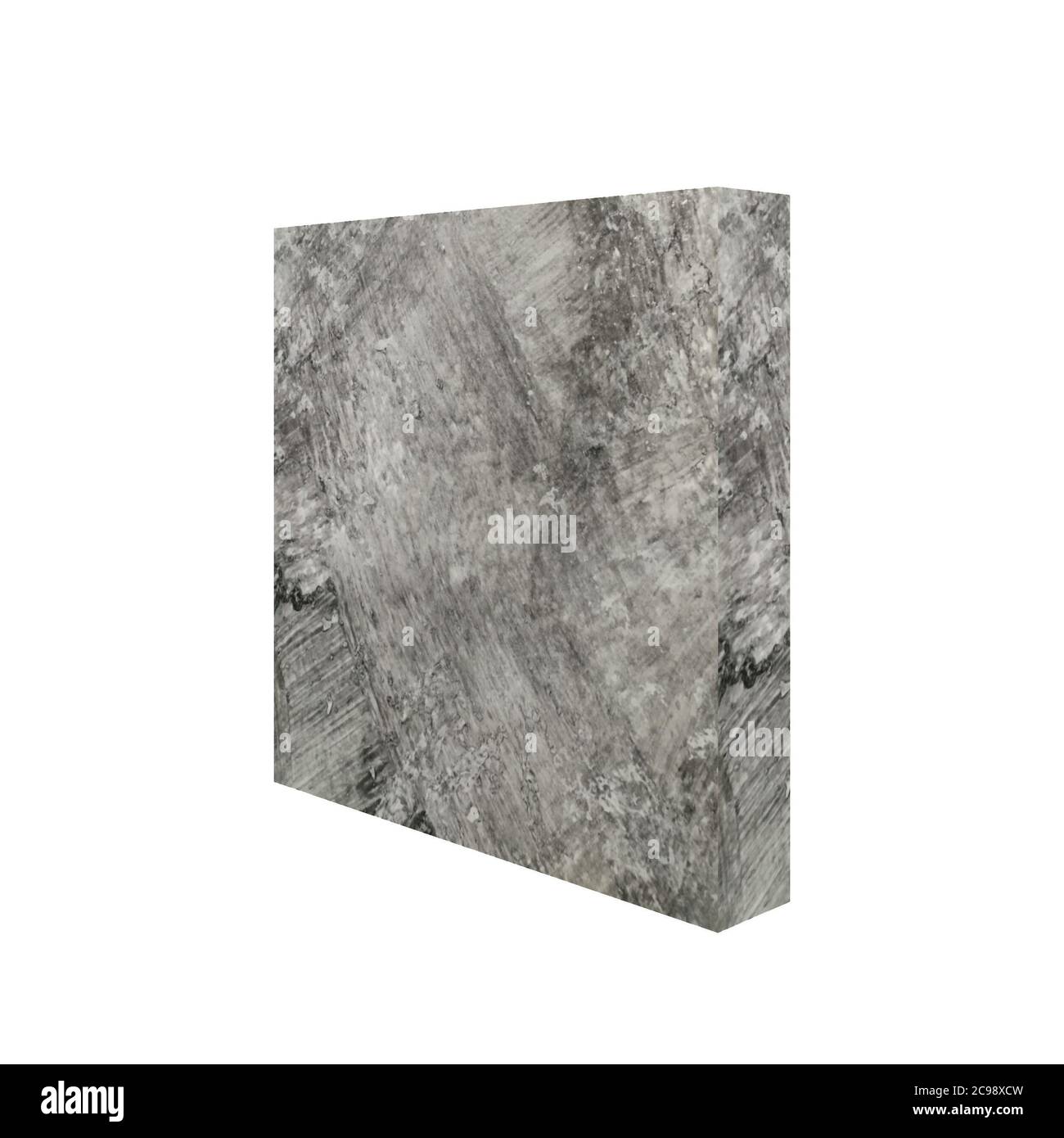 Calcestruzzo lucidato 3D prospettiva della parete isolata su sfondo bianco, cemento grezzo stile loft Foto Stock