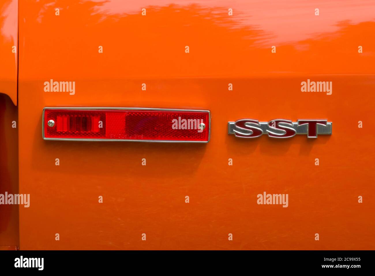 Logo Big Bad Orange 1970 Javelin SST pannello laterale e. luce di ingombro laterale Foto Stock