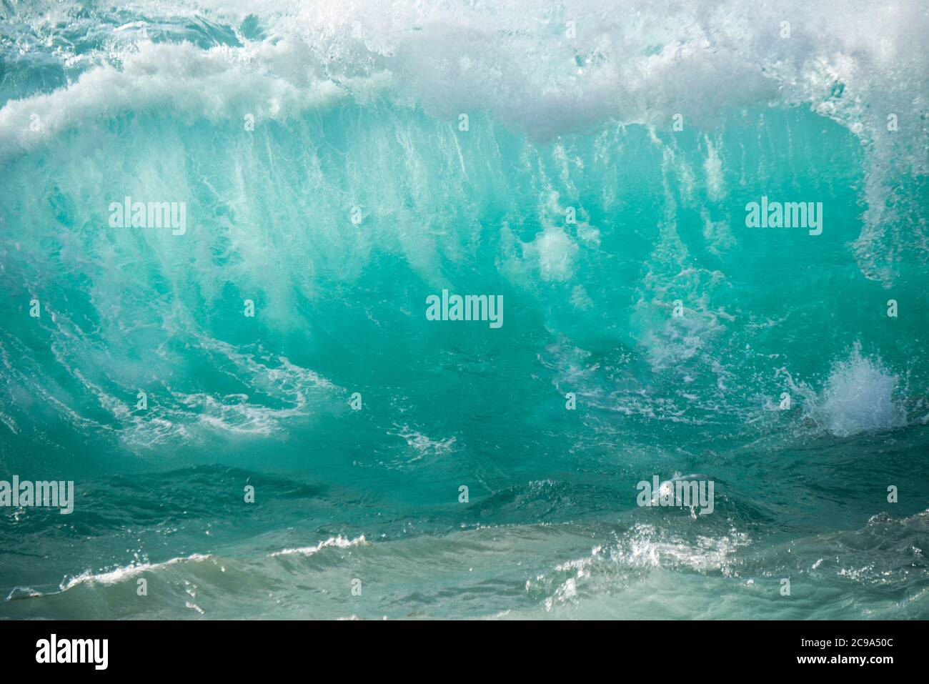 Maui, Hawaii. Un'onda gigante che sbatte contro la riva dell'oceano Pacifico. Foto Stock