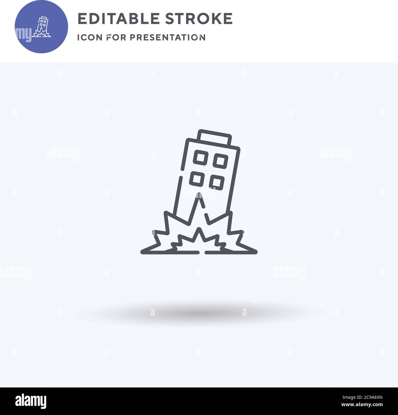 Vettore di icone di demolizione, segno piatto riempito, pittogramma solido isolato su bianco, illustrazione del logo. Icona di demolizione per la presentazione. Illustrazione Vettoriale