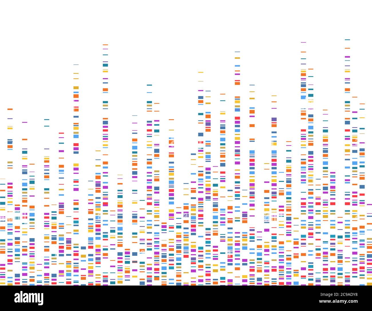 Infografica sul test del DNA. Analisi del sequenziamento dei genomi del DNA, della mappa genetica dell'acido desossiribonucleico e della sequenza genoma. Illustrazione vettoriale. Illustrazione Vettoriale