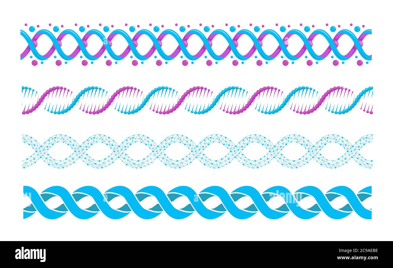 Spirale DNA. Vettore spirale ritorta o struttura elicoidale di cellule cromosomiche, geni umani. Illustrazione Vettoriale