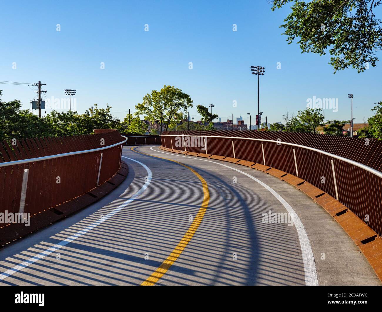 Riverview Bridge curva S, Chicago, Illinois. Foto Stock