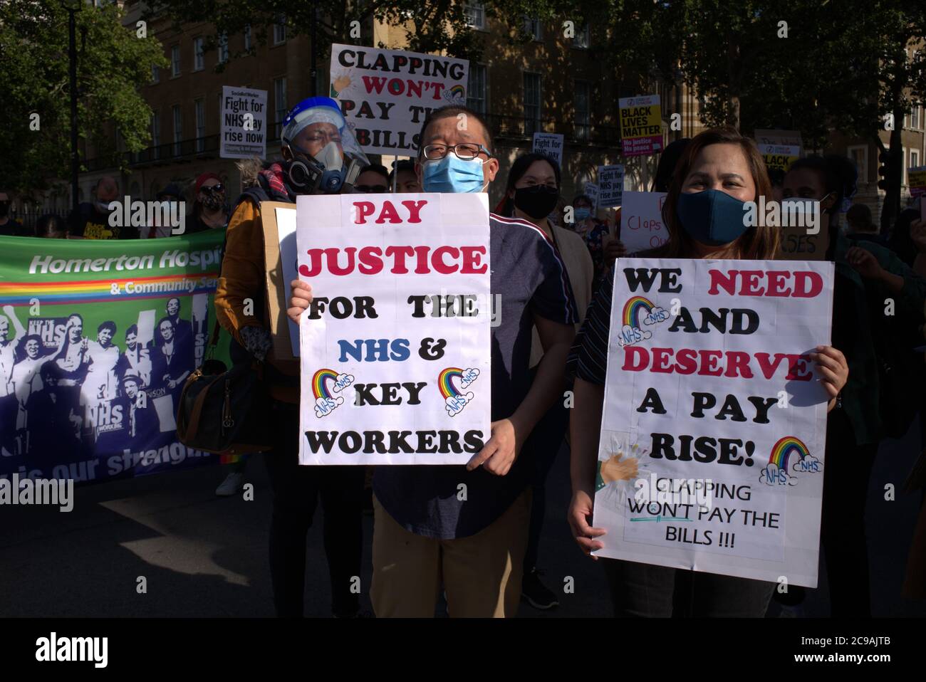 Giustizia salariale per NHS e lavoratori chiave 29/07/20 Foto Stock