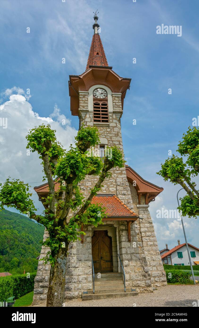 Svizzera, Cantone di Vaud, Vuiteboeuf, chiesa del villaggio Foto Stock