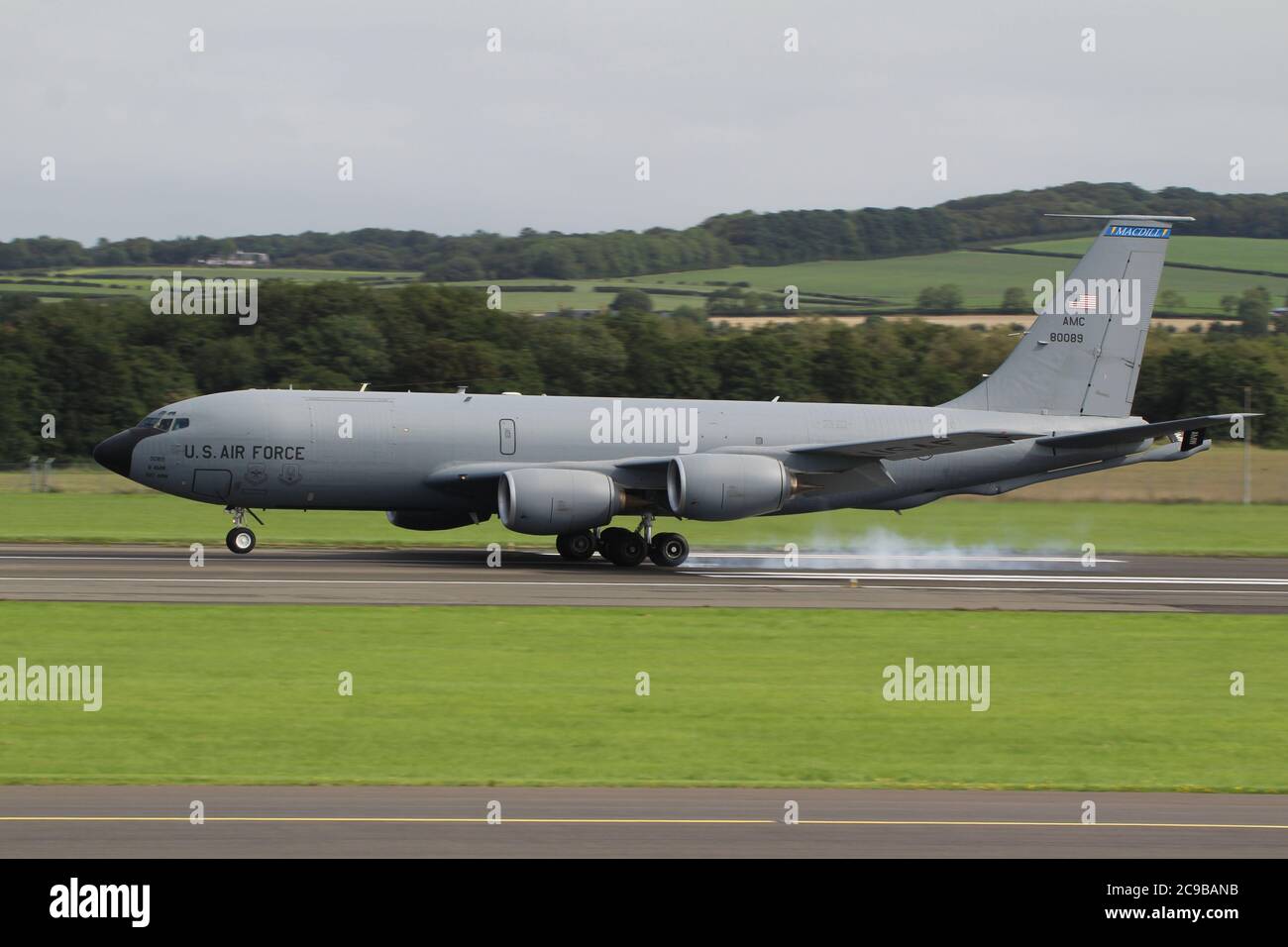 58-0089, un Boeing KC-135T Stratotanker gestito dalla United States Air Force (927a Air Refueling Wing), presso l'aeroporto internazionale di Prestwick. Foto Stock