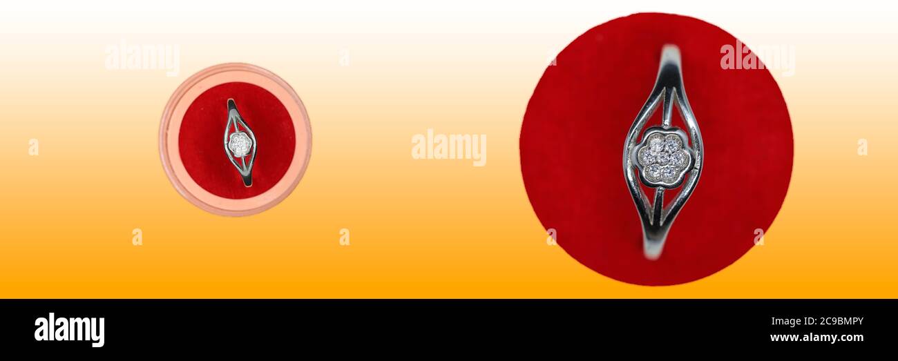 Sette Chimes Bianco platino placcato elegante Classico Crystal Adjustable Fancy Rings design for Women and Girls (catalogo gioielli ) Foto Stock