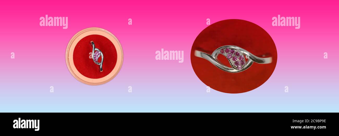 Design anelli coppia Platinum con diamanti (catalogo gioielli ) Foto Stock