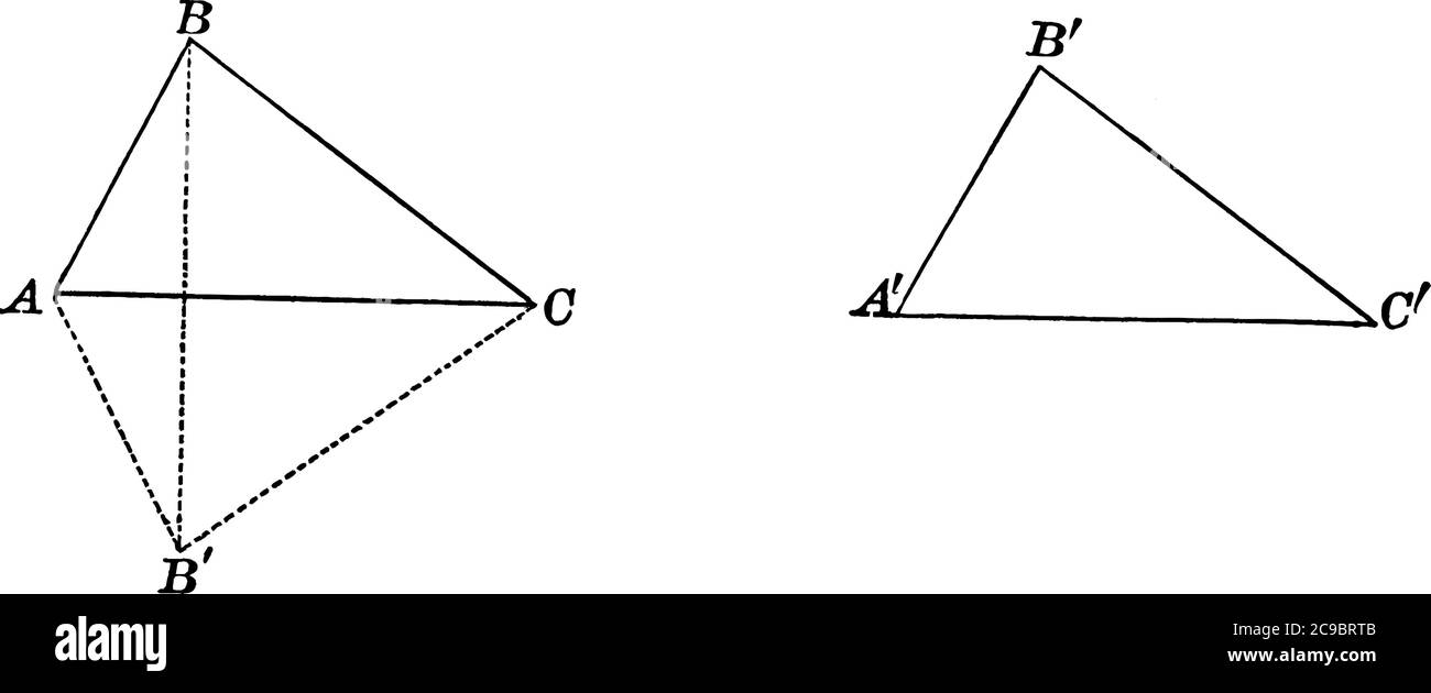 Due triangoli uguali, uno del triangolo è invertito rispetto alla base del triangolo, disegno di linee vintage o illustrazione dell'incisione. Illustrazione Vettoriale