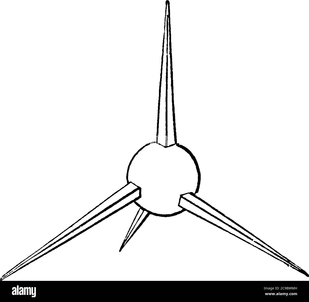 Un caltrop, chiamato anche murex. Quando un luogo è stato assediato con le truppe, l'una parte ha cercato di impedire la cavalleria dell'altra parte, seppellendo il c Illustrazione Vettoriale