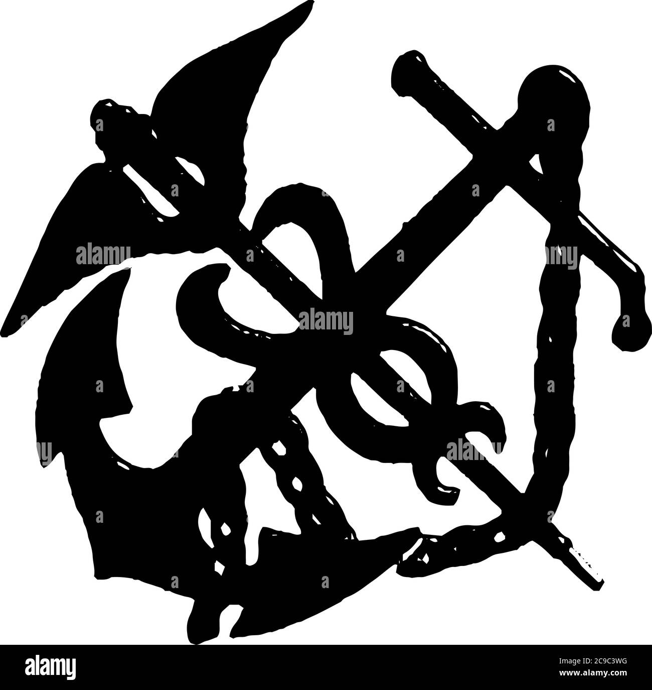 Una rappresentazione tipica della bandiera della sanità pubblica, 1923, blu navy con il dispositivo centrale circondato da quattro stelle bianche, disegno di linea vintage o. Illustrazione Vettoriale