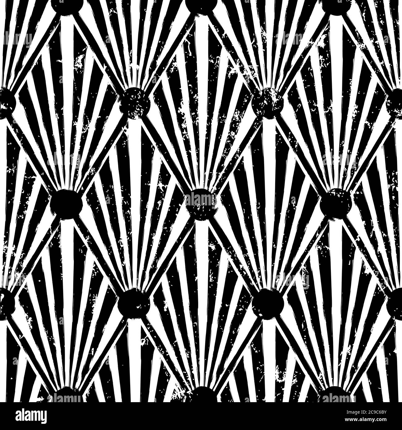 motivo di sfondo astratto senza giunture, con triangolo/cerchi, tratti e schizzi, bianco e nero Illustrazione Vettoriale