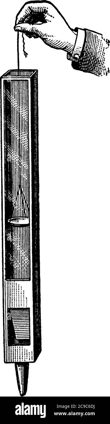 Almeno un lato di questo tubo d'organo è fatto di vetro, all'interno della sua parte superiore, il movimento delle danze di sabbia e diventa meno energico come l'anello circa Illustrazione Vettoriale