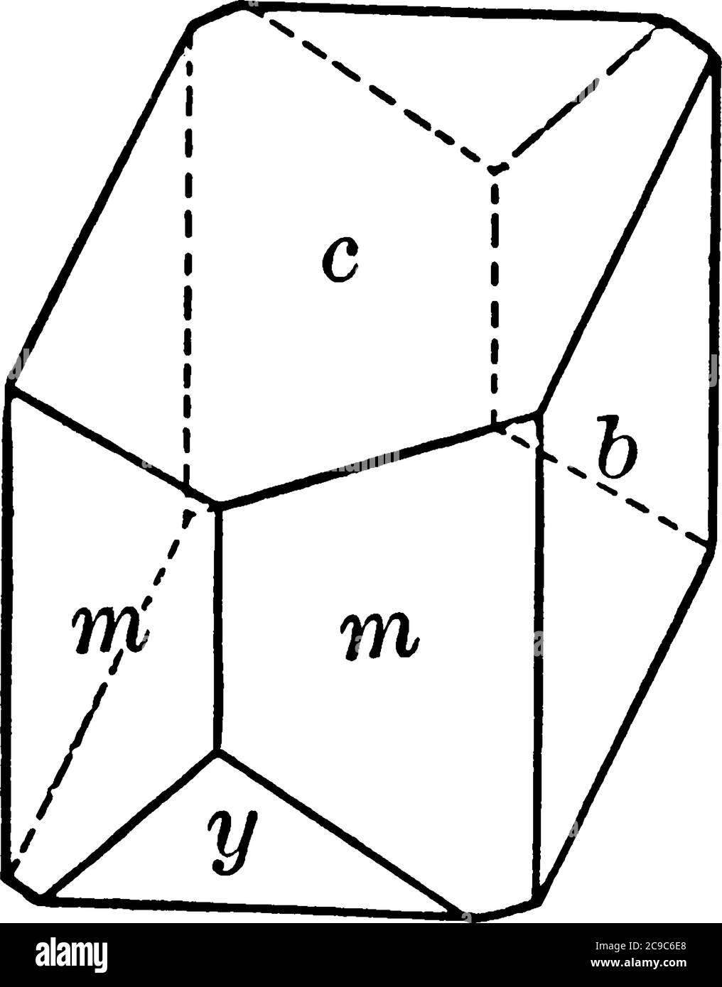 L'ortoclasi, o ortoclasi feldspar, è un importante minerale di tectosilicato che forma roccia ignea, disegno di linea d'annata o illustrazione di incisione. Illustrazione Vettoriale