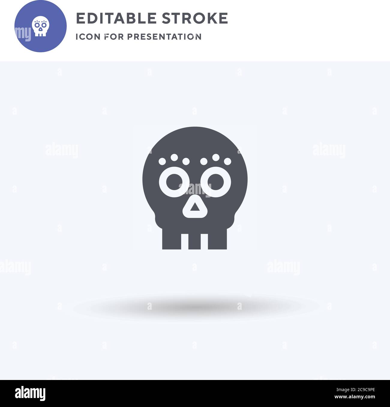 Vettore icona cranio, segno piatto riempito, pittogramma solido isolato su bianco, illustrazione del logo. Icona cranio per la presentazione. Illustrazione Vettoriale