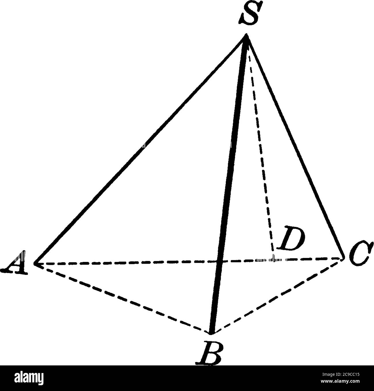 Un angolo poliedro con tre facce, noto anche come angolo triedro, disegno di linee vintage o illustrazione dell'incisione. Illustrazione Vettoriale