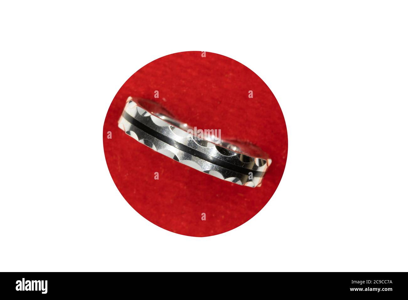 Anello di design, lucido Black Lined Silver Crystal Designer Ring for Couple ( New jewels Images ) Foto Stock