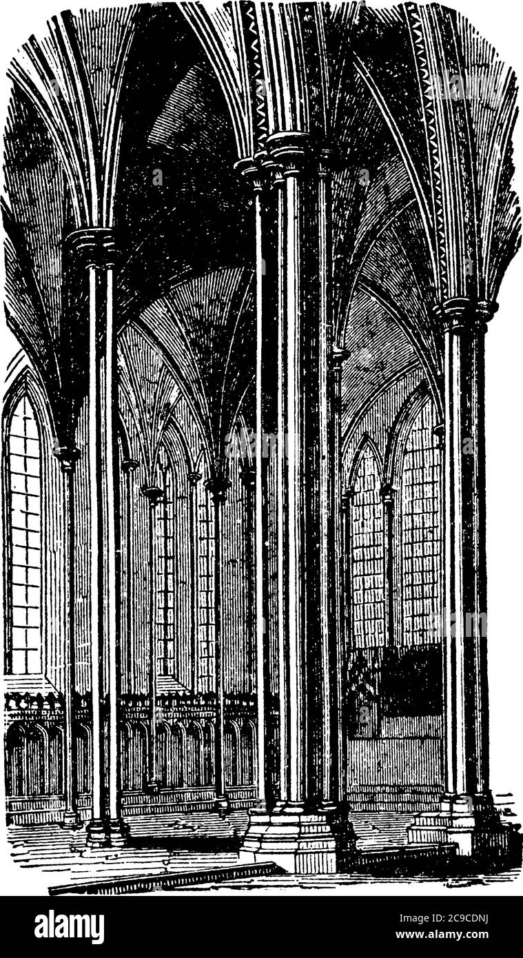 Si tratta della Cattedrale inglese di Salisbury del XIII secolo, Inghilterra. La Cattedrale di Salisbury è il principale esempio di chiesa in stile gotico inglese Illustrazione Vettoriale