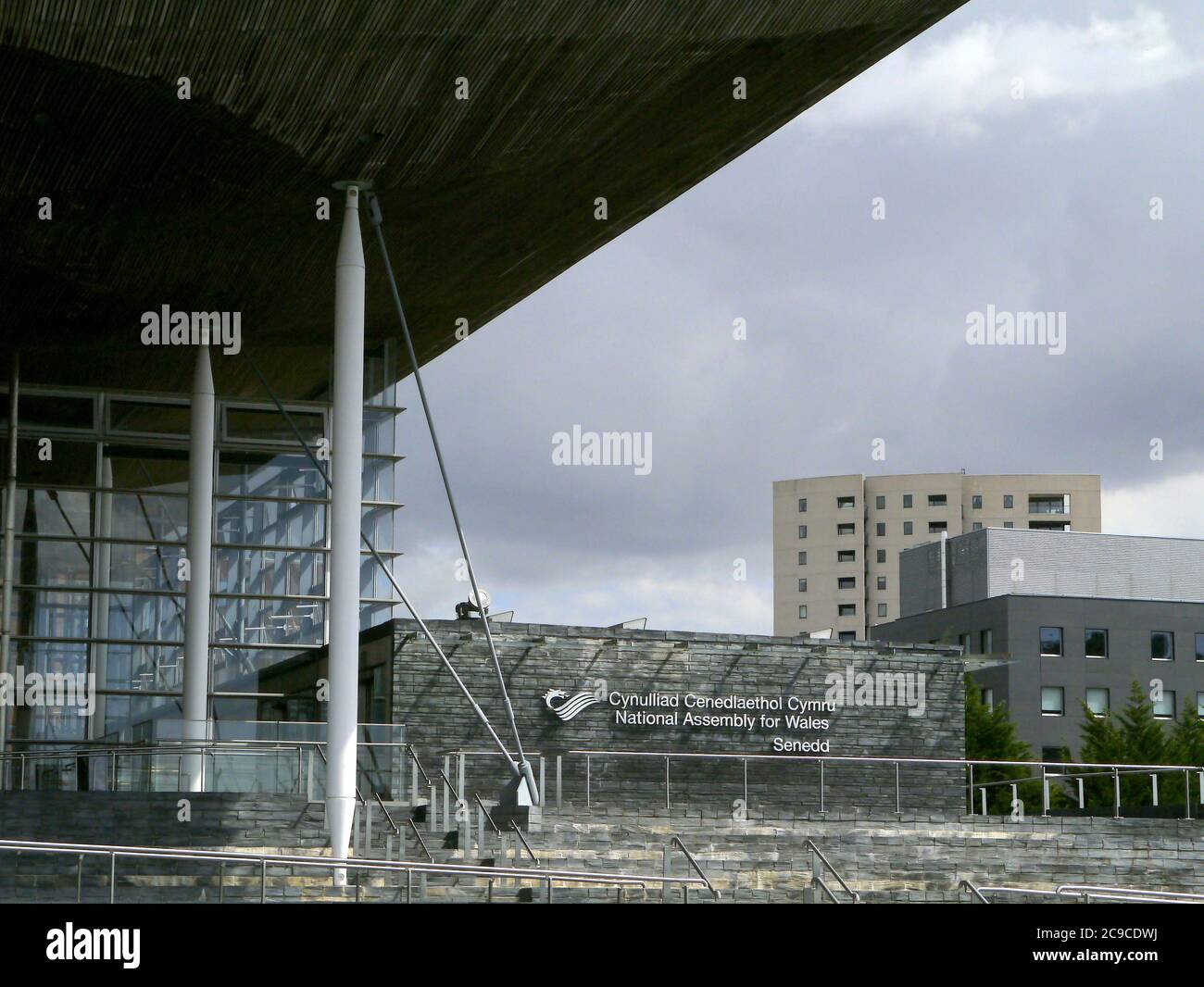 Cardiff, Galles, Regno Unito - Agosto 15 2015: L'Assemblea Nazionale del Galles edificio. Foto Stock