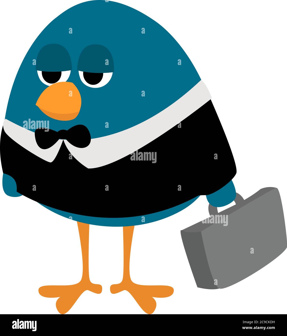 Uccello in un vestito nero, illustrazione, vettore su sfondo bianco Illustrazione Vettoriale