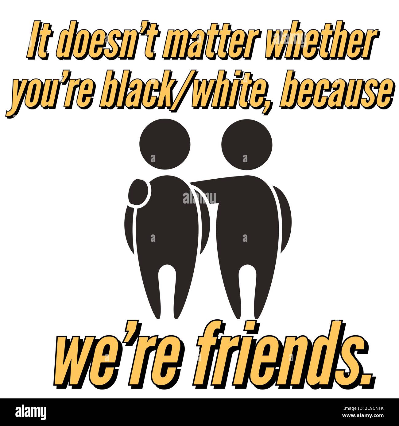 Citazione di amicizia con due amici icona illustrazione. Citazione di amicizia con amici icona rendering con sfondo bianco. Foto Stock