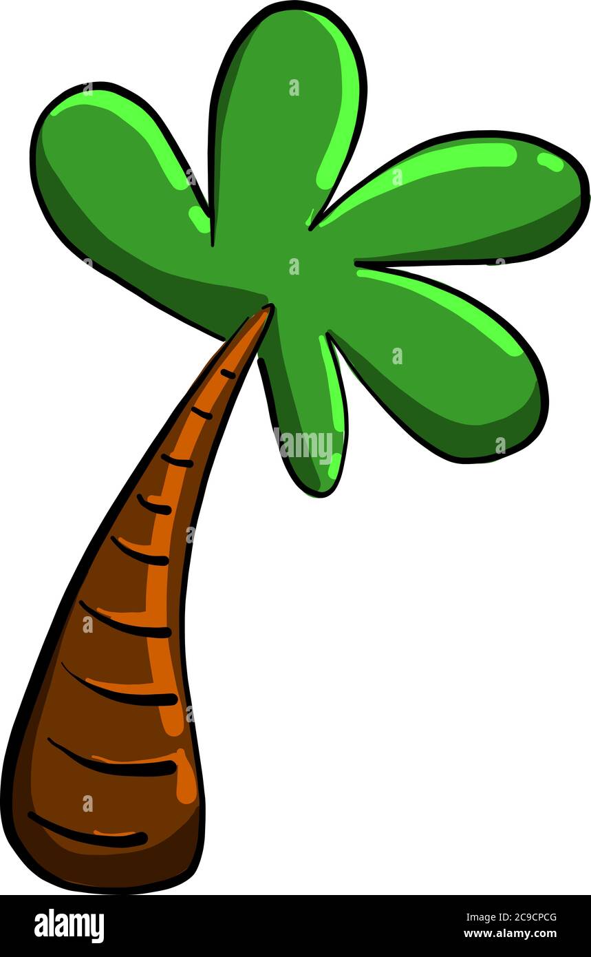 Palm tree, illustrazione vettore su sfondo bianco Illustrazione Vettoriale