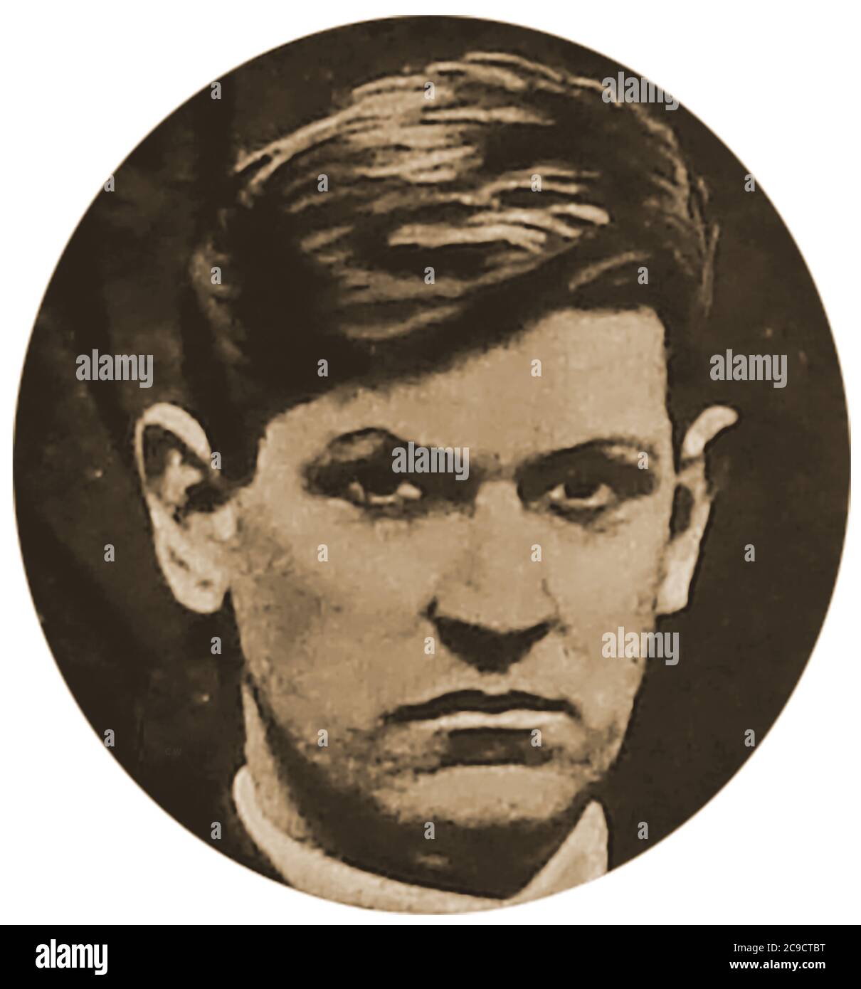 Ritratto di Michael Collins (in irlandese Mícheál Ó Coileáin) 1820-1922 uno dei firmatari del trattato anglo-irlandese precursore della creazione della Repubblica irlandese (6 dicembre 1921) - ha servito come ministro del governo irlandese ed è stato presidente della Fratellanza repubblicana irlandese Foto Stock