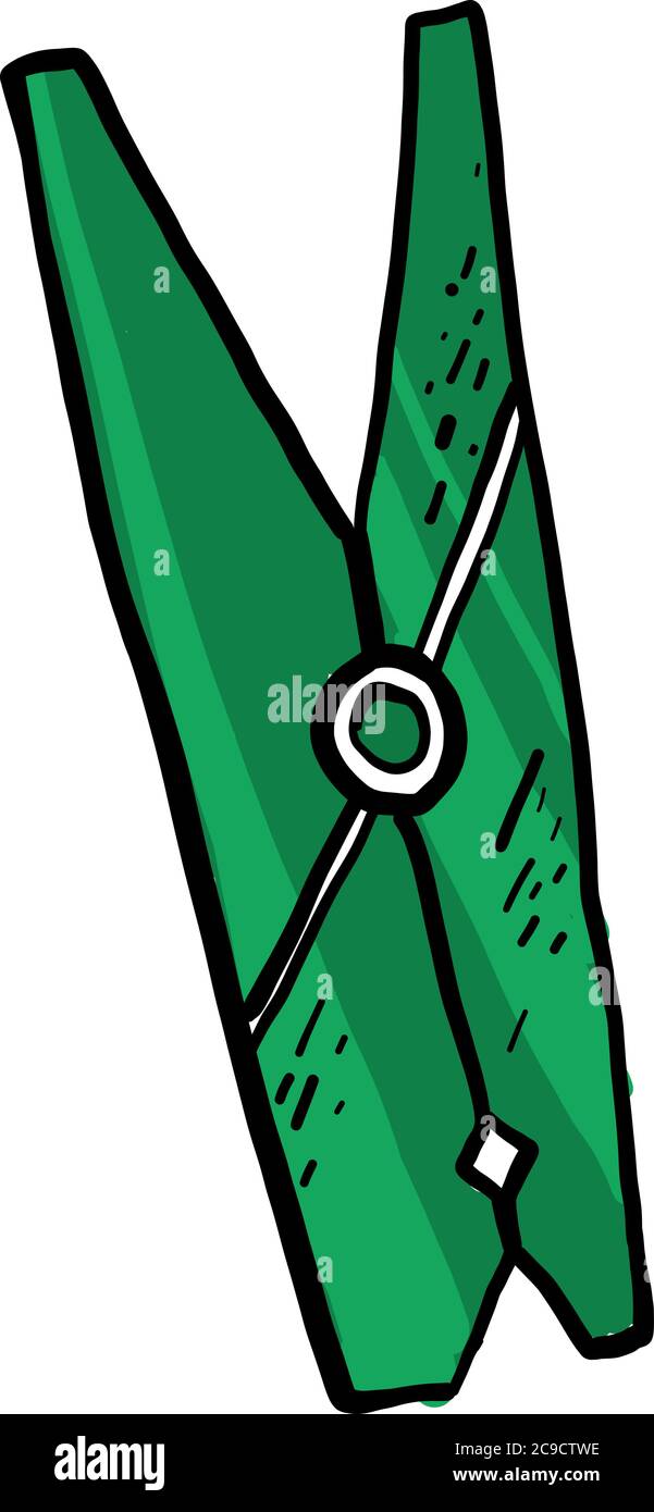 Clothespin verde, illustrazione, vettore su sfondo bianco Illustrazione Vettoriale
