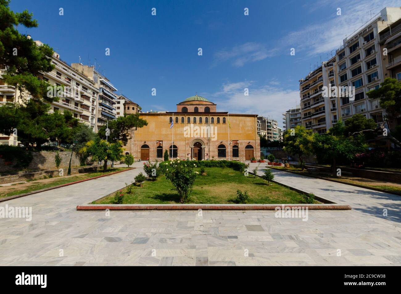 Esterno della Cattedrale di Agia Sophia nel centro di Salonicco, Grecia Foto Stock