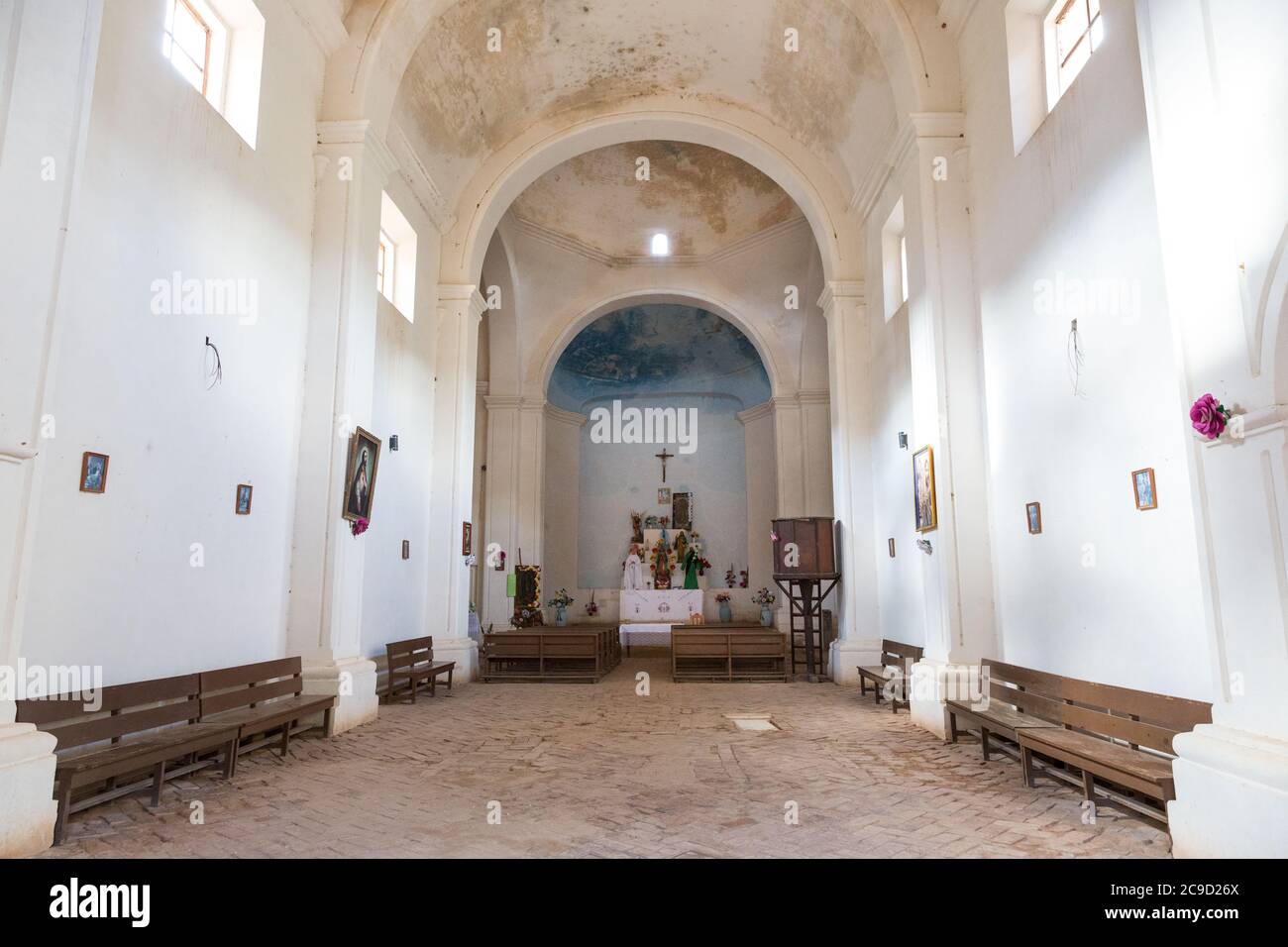 Mision Satevo Interior, vicino a Batopilas, Copper Canyon, Chihuahua, Messico. Costruito da Jesuits, 1760-64. Foto Stock