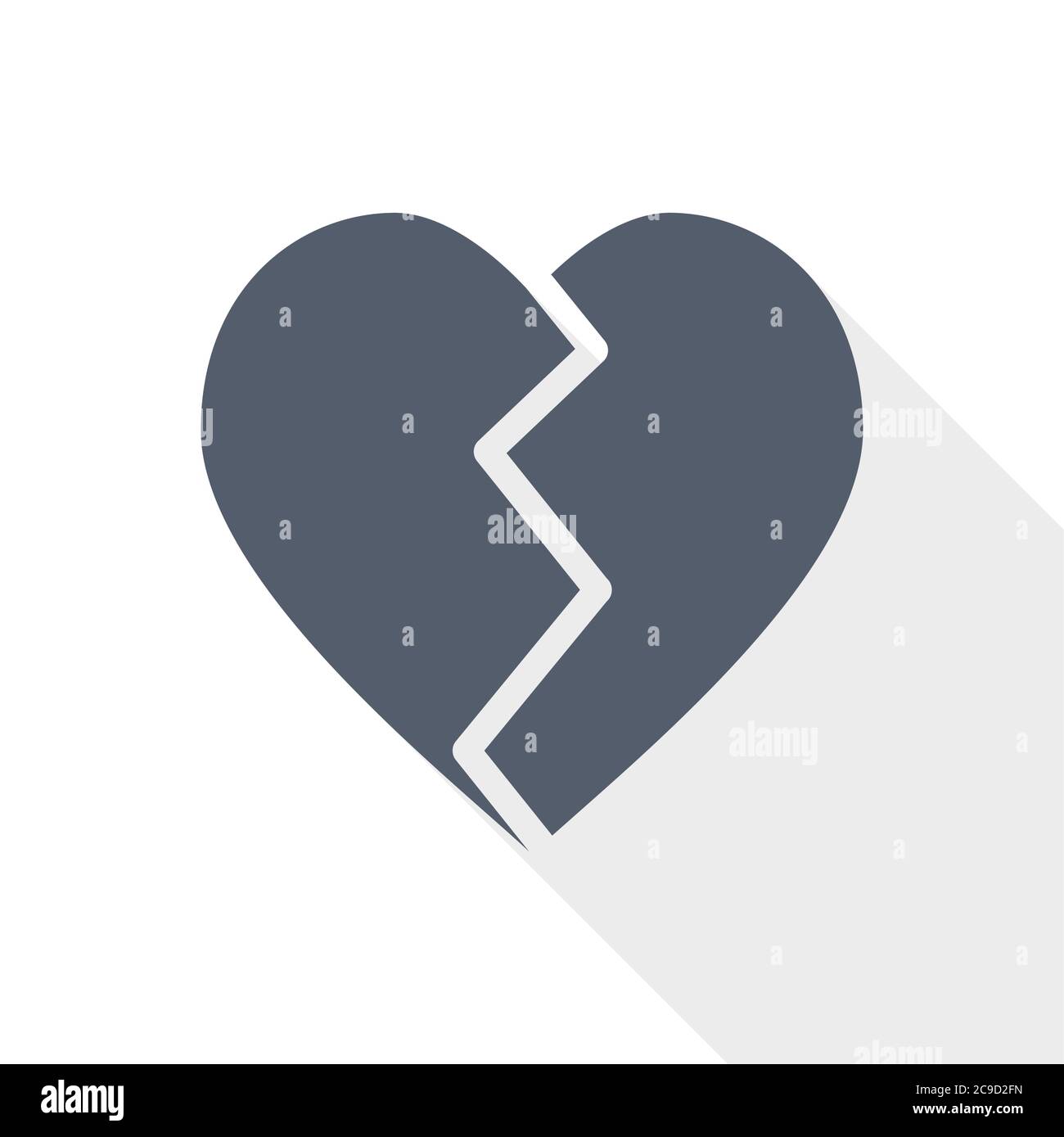 Icona del vettore di disegno piatto cardiaco rotto Illustrazione Vettoriale