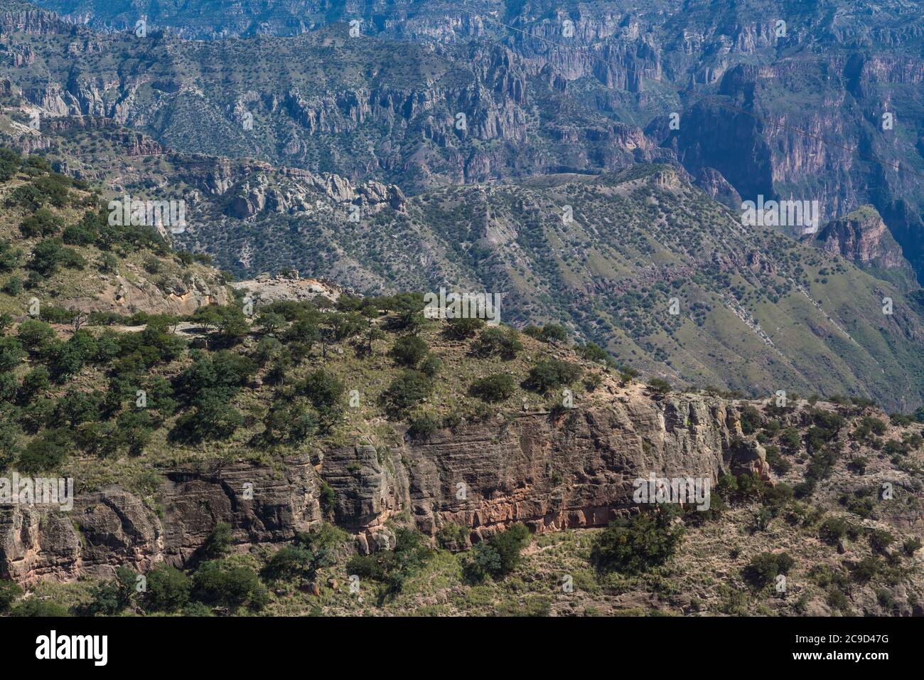 Divisadero, Copper Canyon, Chihuahua, Messico. Vista panoramica del paesaggio dalla funivia. Foto Stock