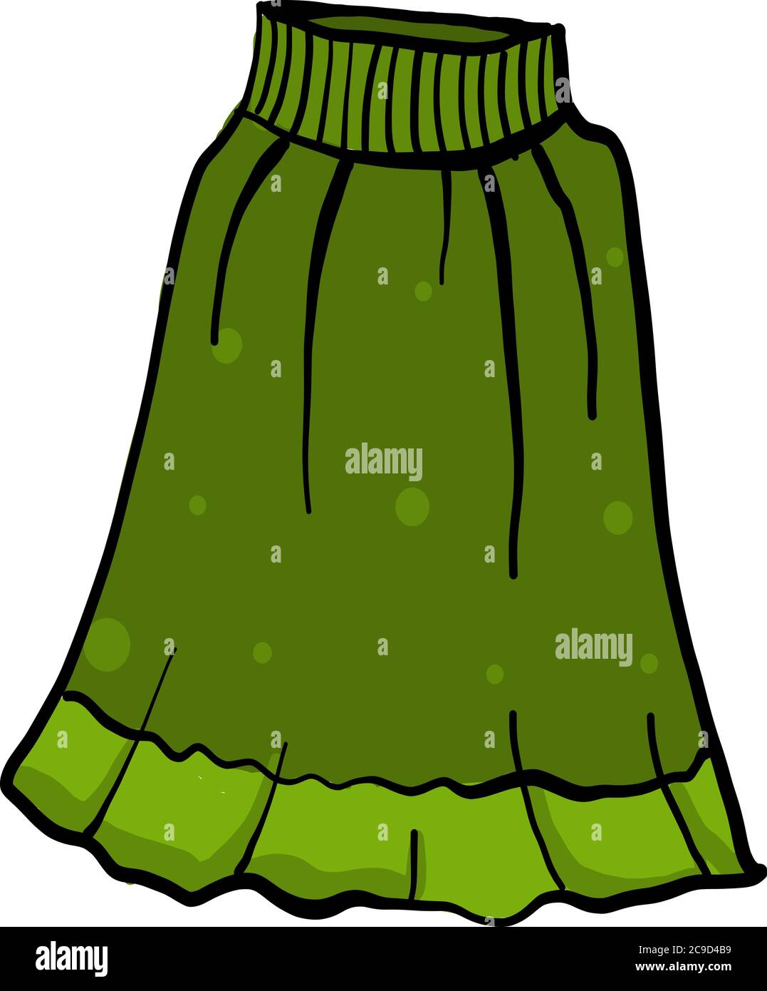 Gonna verde, illustrazione, vettore su sfondo bianco Illustrazione Vettoriale