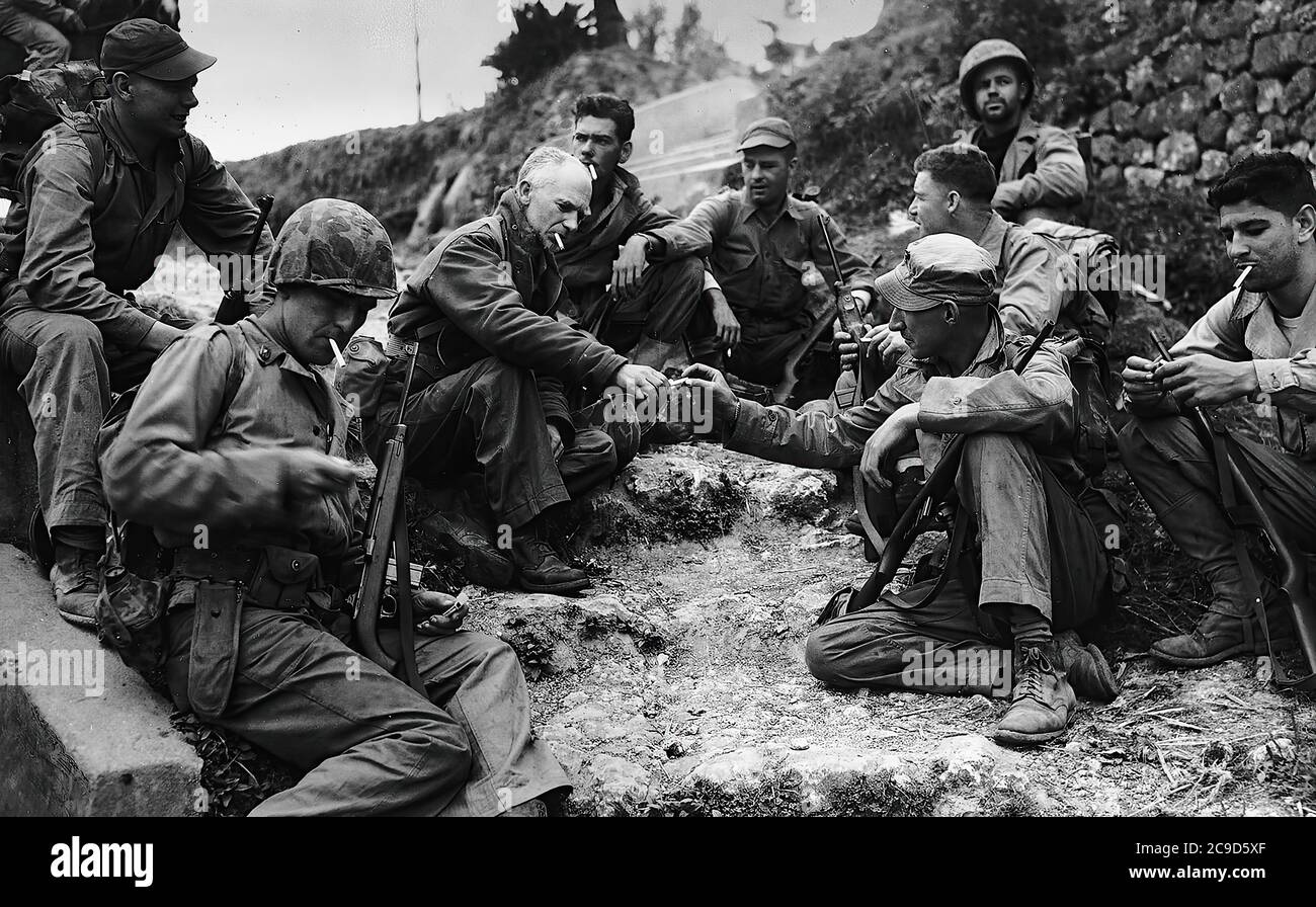 La sanguinosa e lunga battaglia di OKINAWA in Giappone nel 1945. La