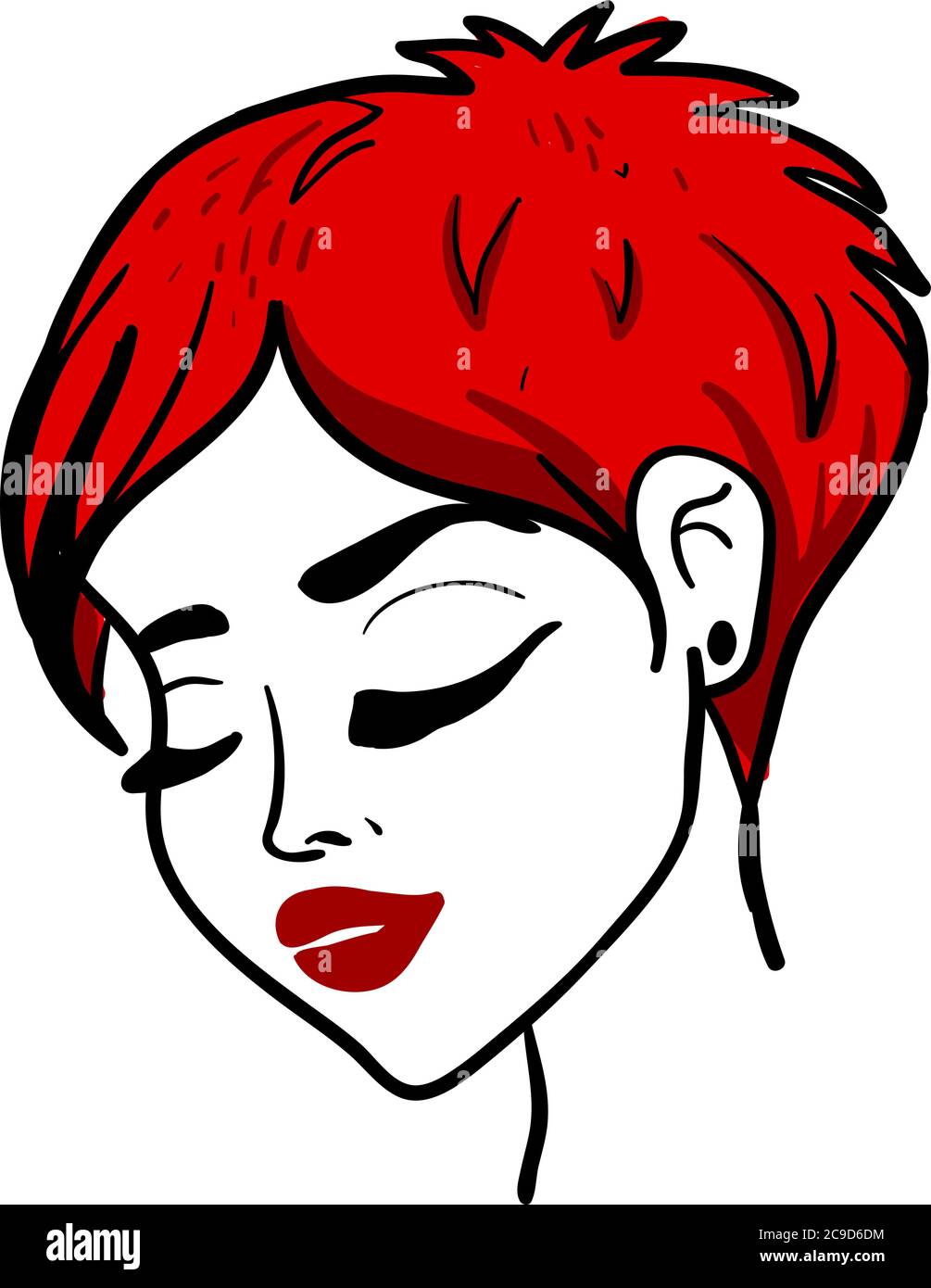 Ragazza con capelli rossi corti, illustrazione, vettore su sfondo bianco Illustrazione Vettoriale